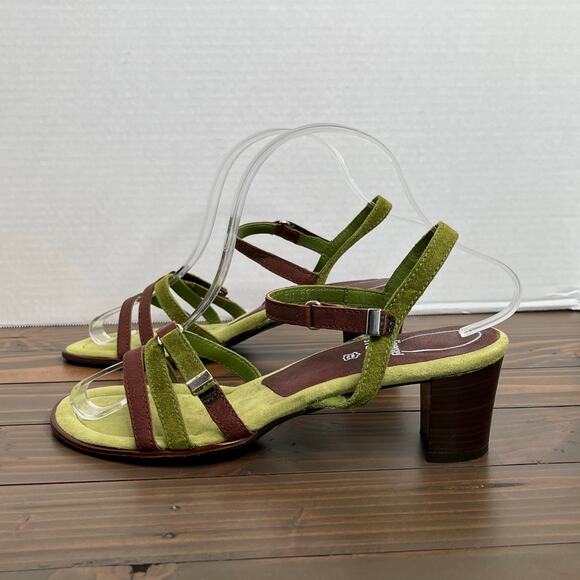 Stonefly Energel Brown Green Suede Leather Open Toe Heeled Sandals 7.5 - Picture 6 of 10